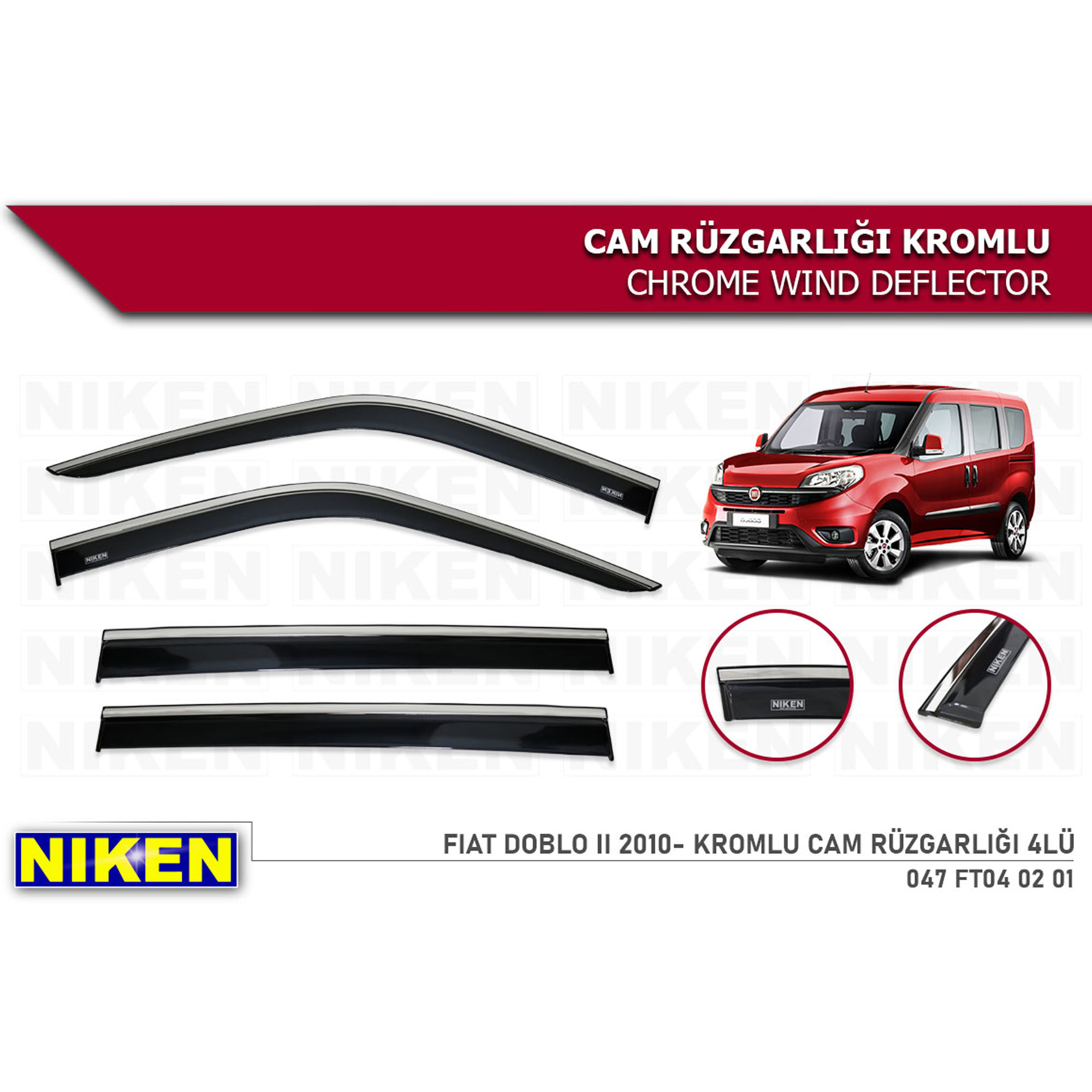 Niken Fiat Doblo 2 3 2010 2021 Kromlu Cam Ruzgarligi 4 Lu Indirimli Al